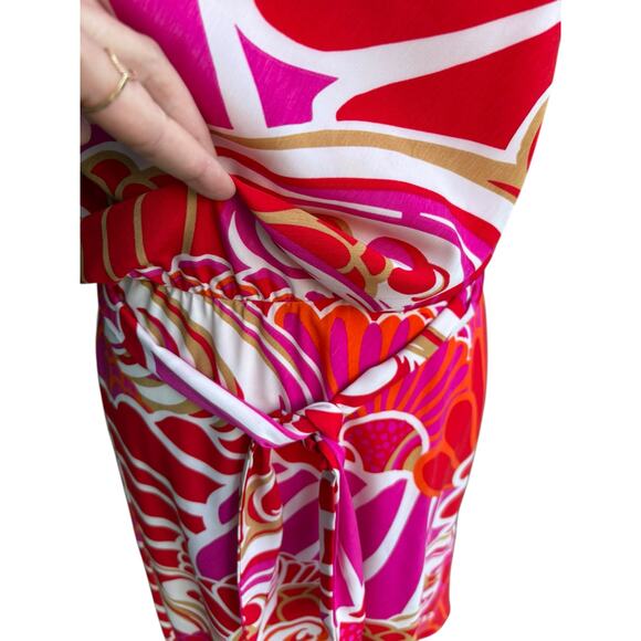 Natori Tie Waist Cowlneck Cap Sleeve Abstract Seashell Mini Dress - S - Picture 6 of 10